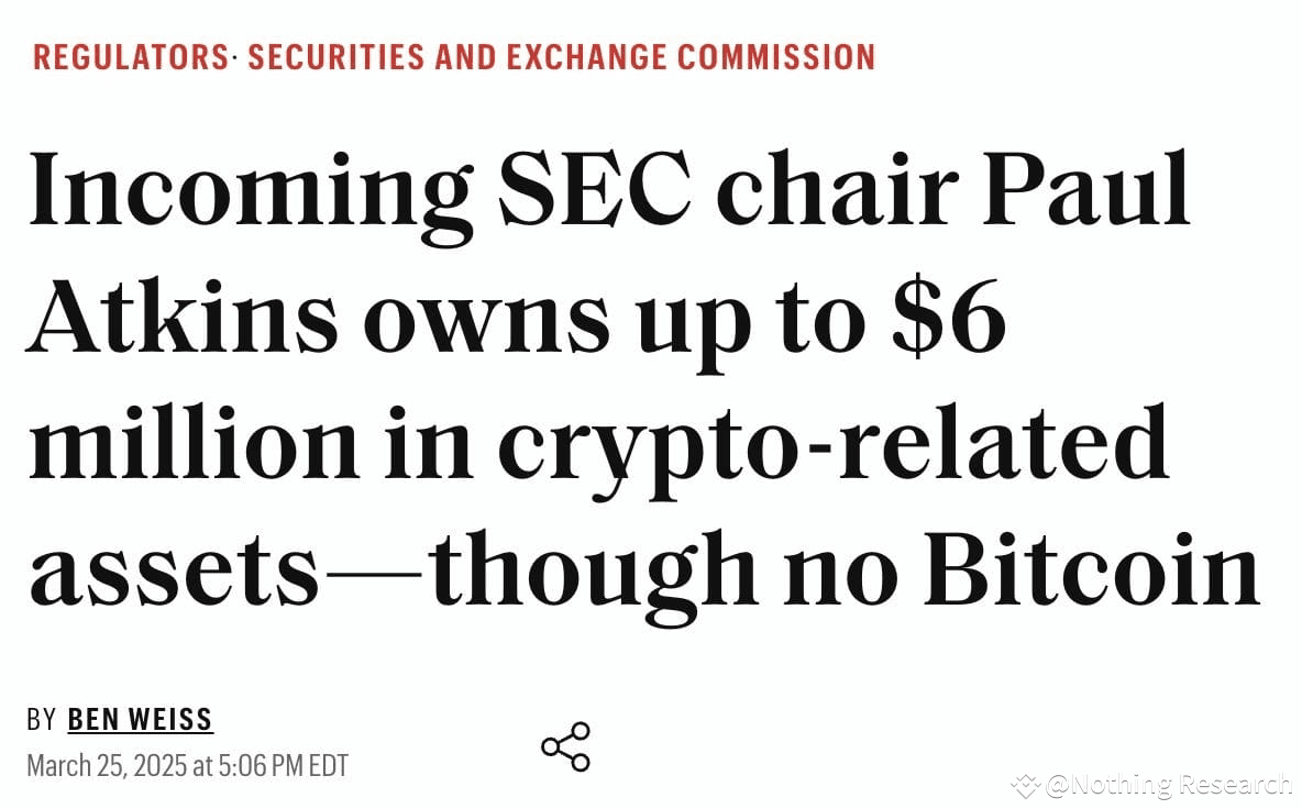 关于美国新的SEC 主席Paul Atkins | Nothing Research на Binance Square