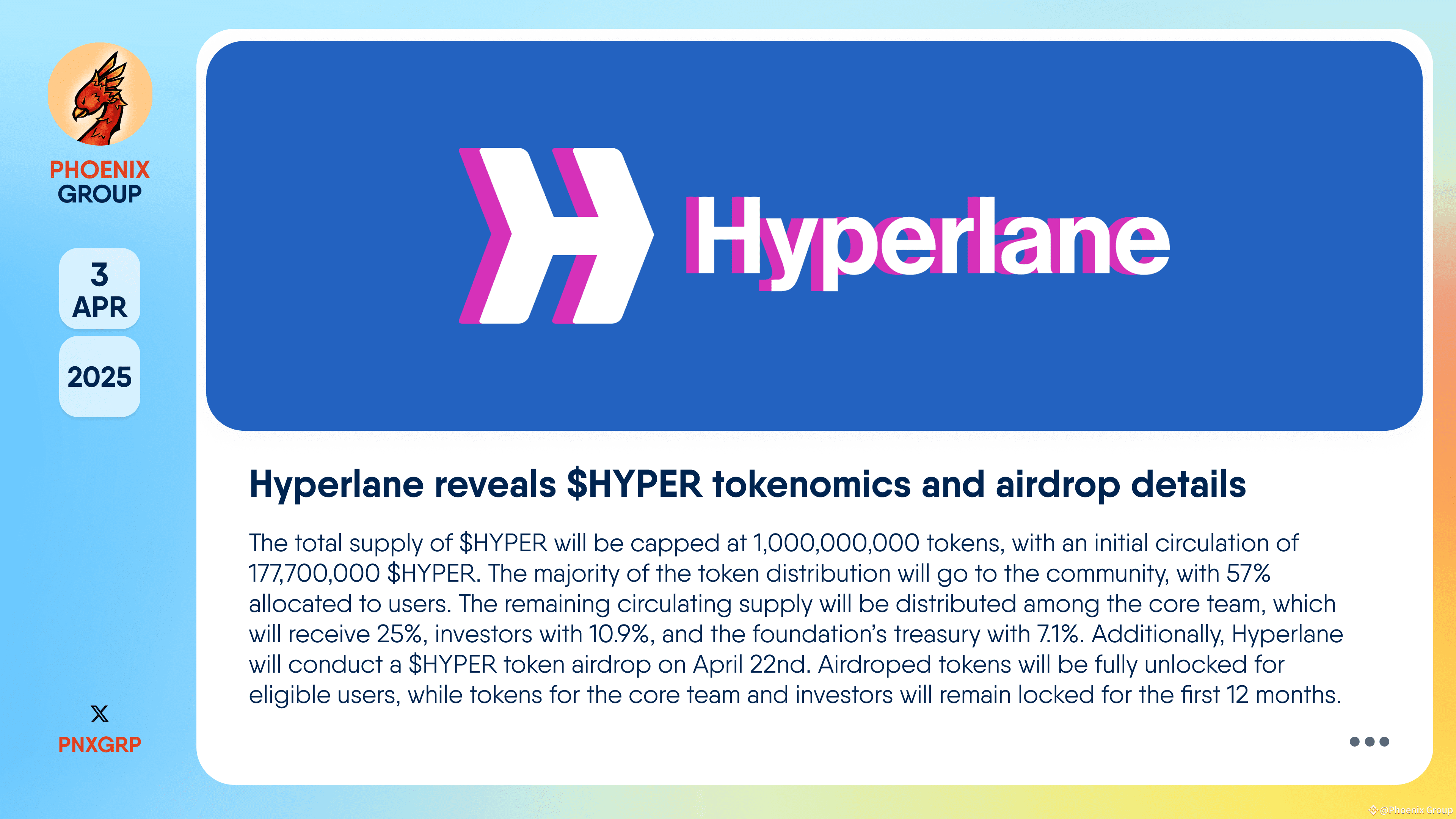 Hyperlane reveals $HYPER tokenomics and airdrop details The | Phoenix Group  on Binance Square