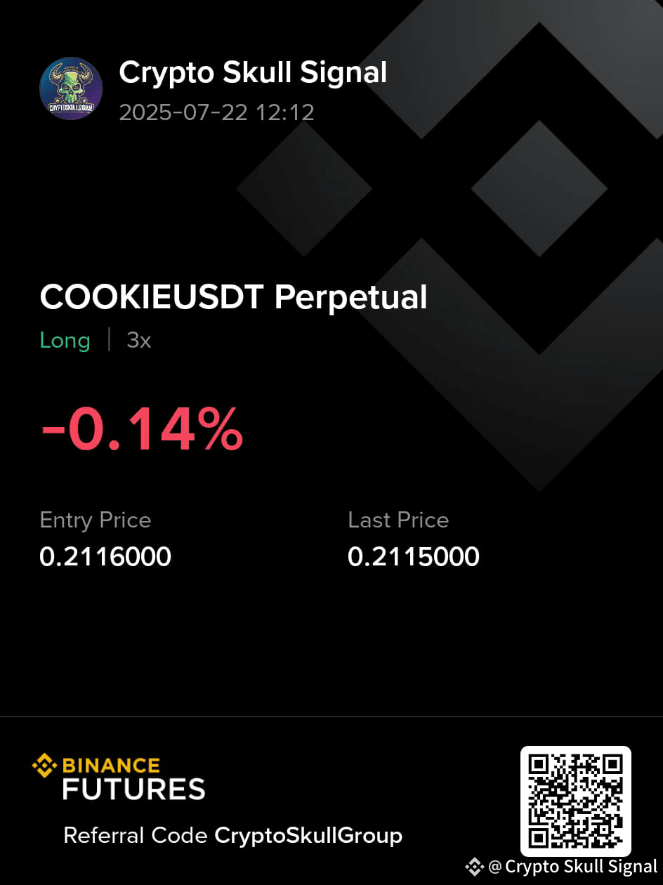 COOKIE 🟢 LONG 3X 📍 Entry: 0.21 🎯 Targets: TP1: 10% | Crypto Skull Signal  on Binance Square