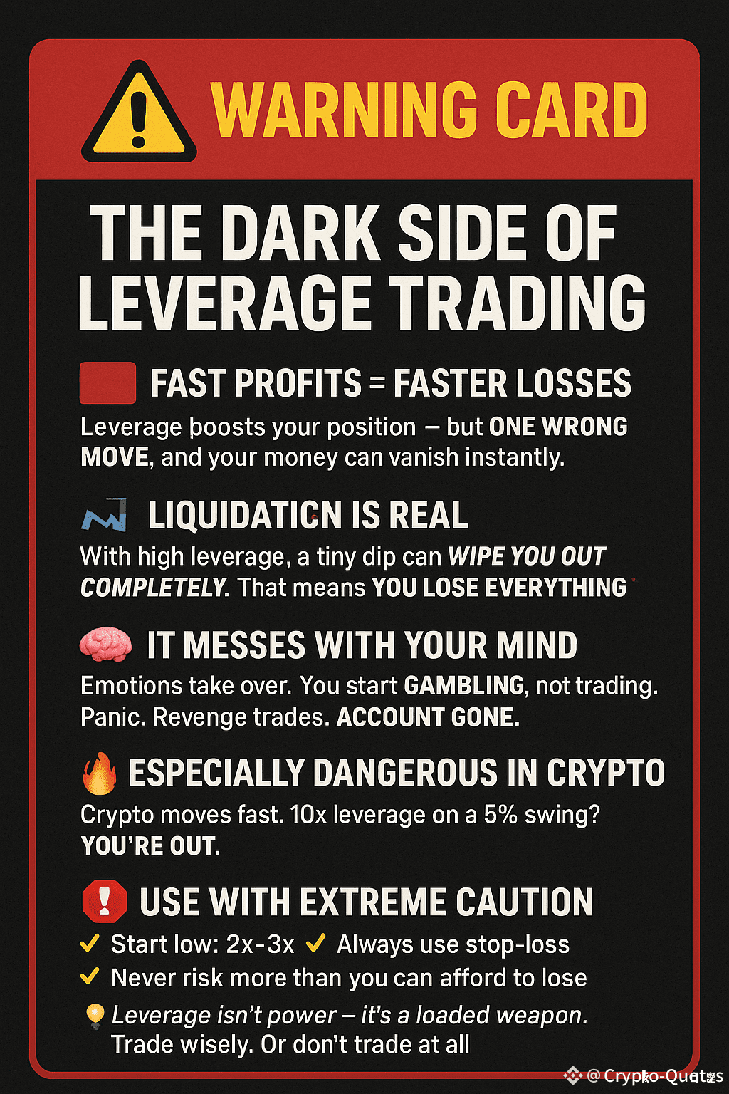 The Dark Side of Trading 🚫 Remember: Leverage increases | Crypto-Quotes on  Binance Square