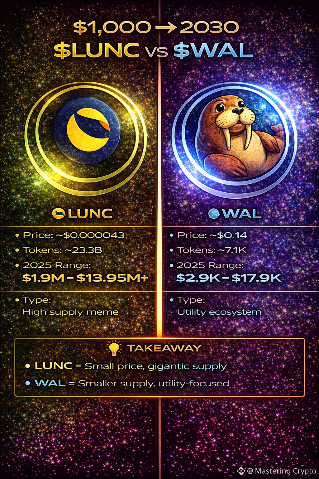 What If You Invested $1,000 in $LUNC and $WAL Today and | Mastering Crypto  on Binance Square