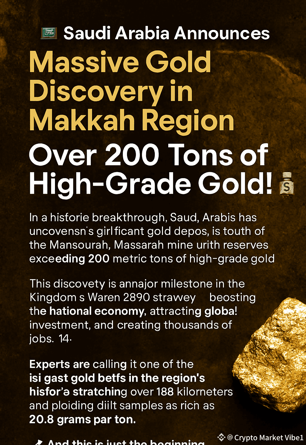 🇸🇦 Saudi Arabia Strikes Gold in Makkah! Over 200 tons of | Crypto Market  Vibe1 on Binance Square