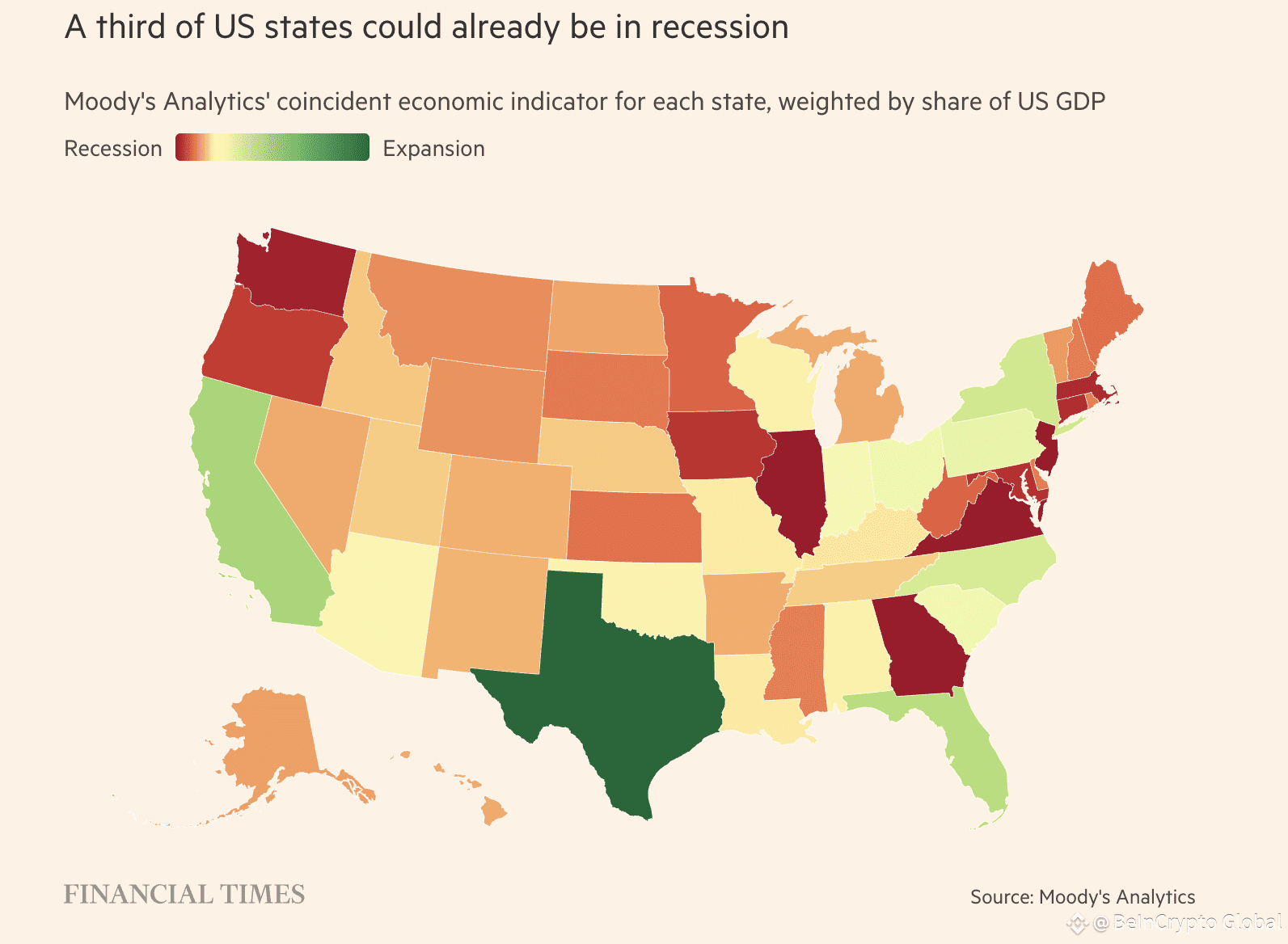 Potential US States in Recession