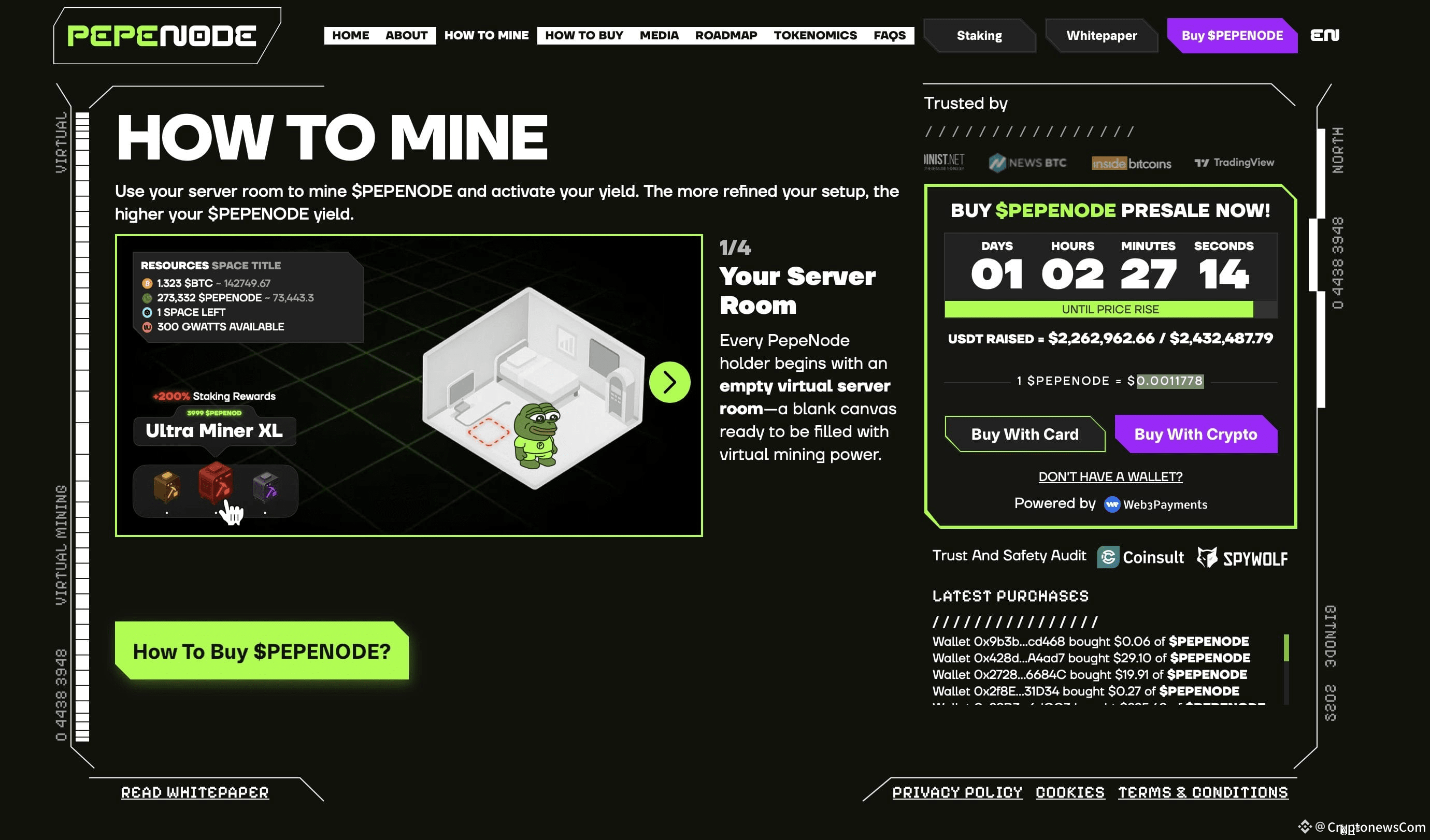 PEPENODE website - best new meme coin to buy today.