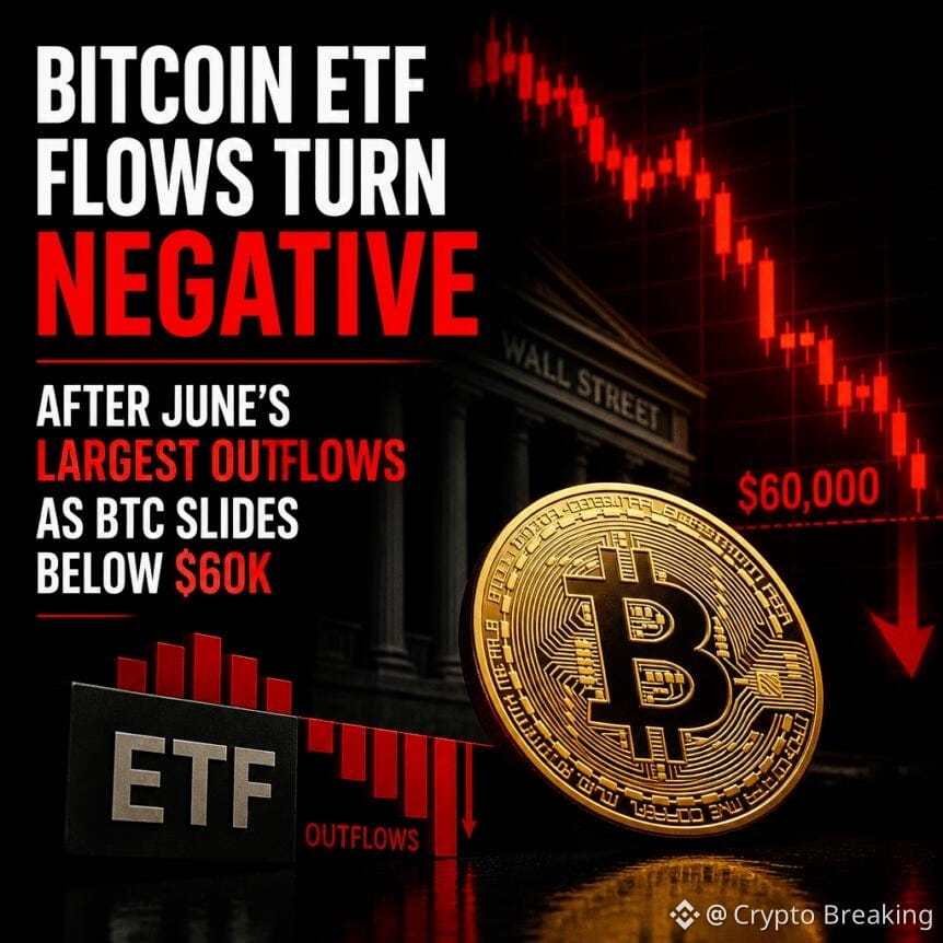 Bitcoin Etf Flows Turn Negative After June’s Largest Outflows As Btc Slides Below $60k