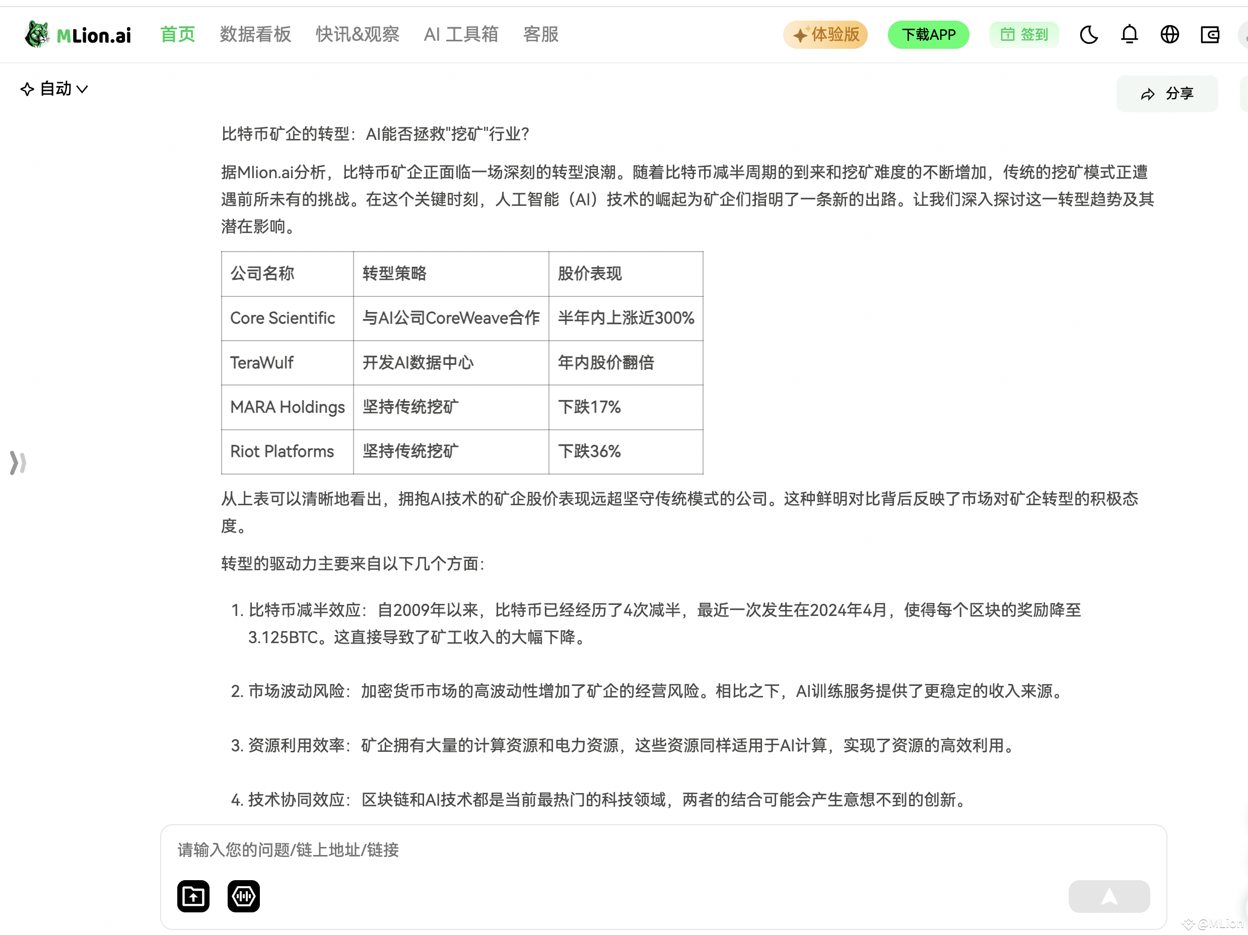 矿企抛弃比特币，投身AI怀抱，股价竟然疯涨300%！ | MLion发布于币安广场