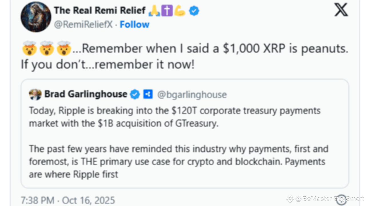 Pundit Says “Remember When I Said a $1,000 XRP Is Peanuts” After This  Happened | BeMaster BuySmart on Binance Square