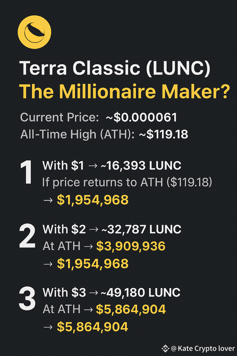 🚀 Terra Classic (LUNC) — The Millionaire Maker? | Kate Crypto lover on  Binance Square