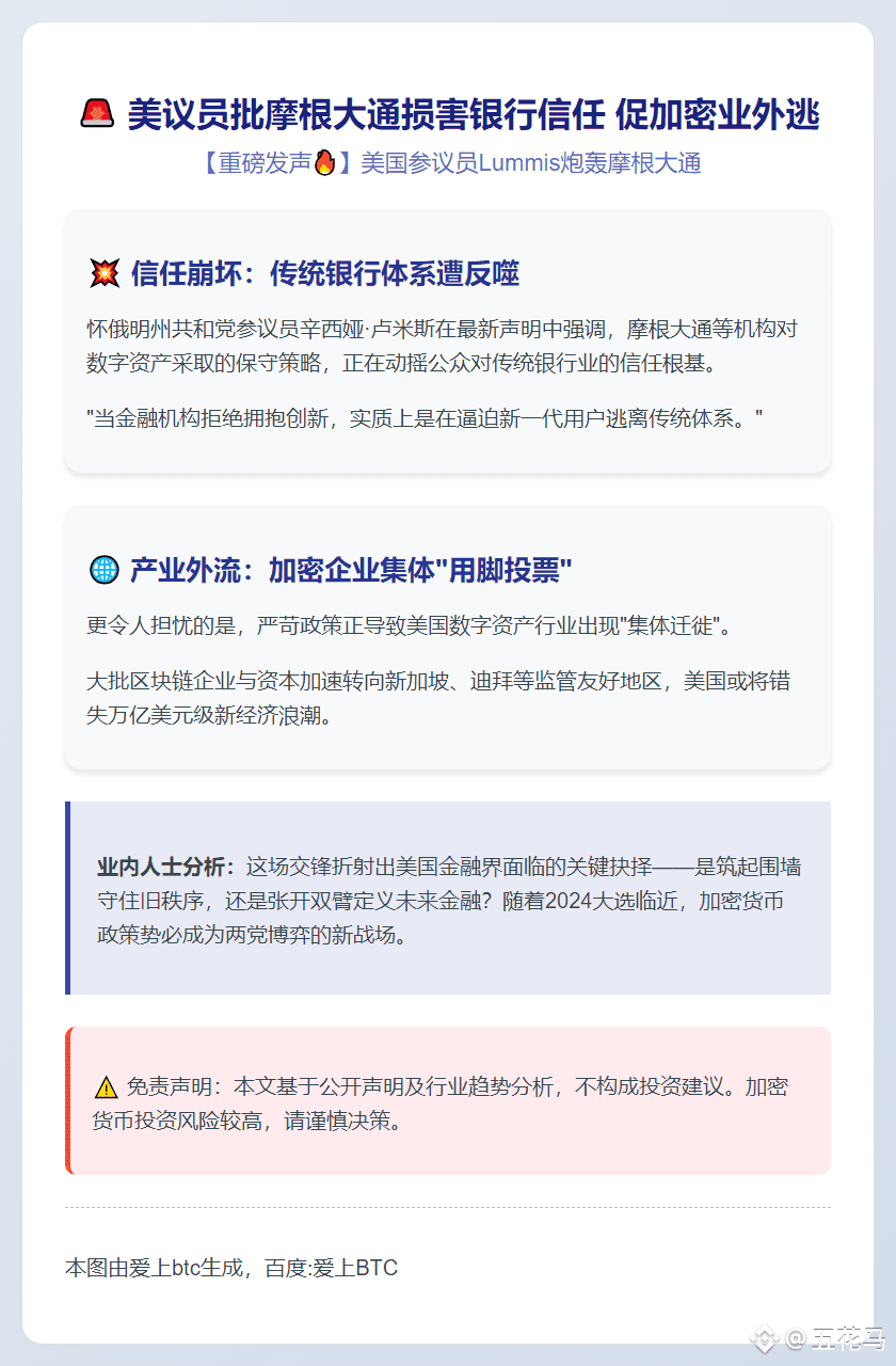 美议员批摩根大通损害银行信任促加密业外逃$BTC | 五花马على Binance Square