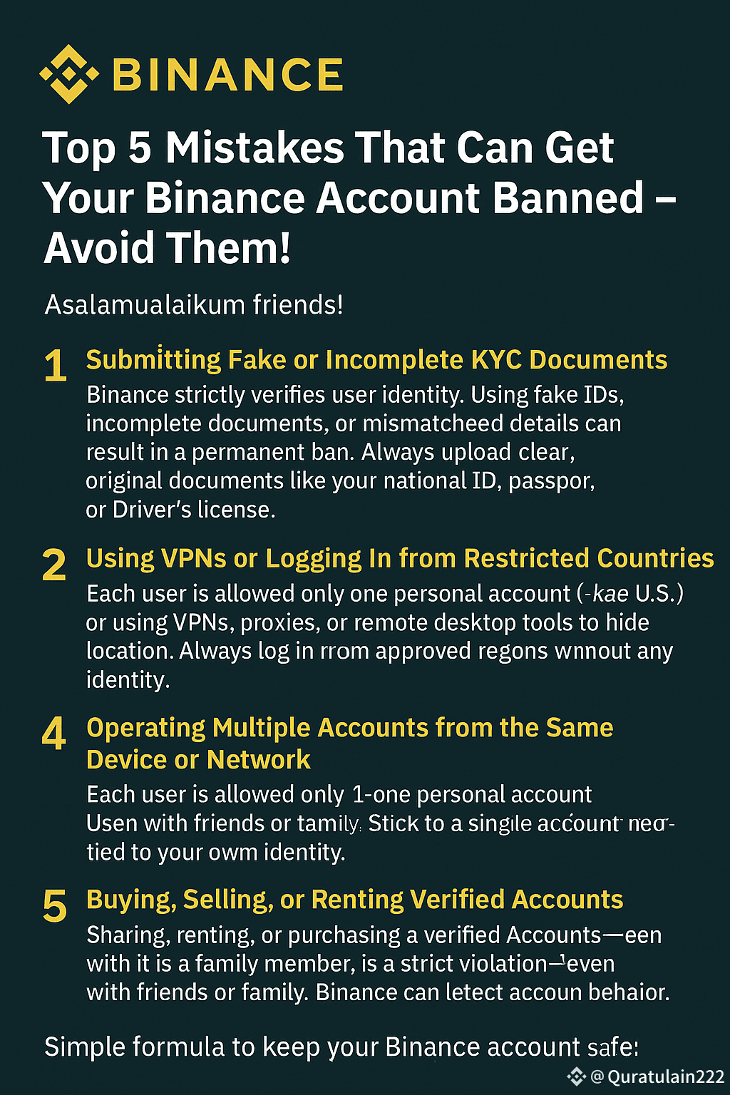 BNB $ETH Top 5 Mistakes That Can Get Your Binance Account | Quratulain222  on Binance Square