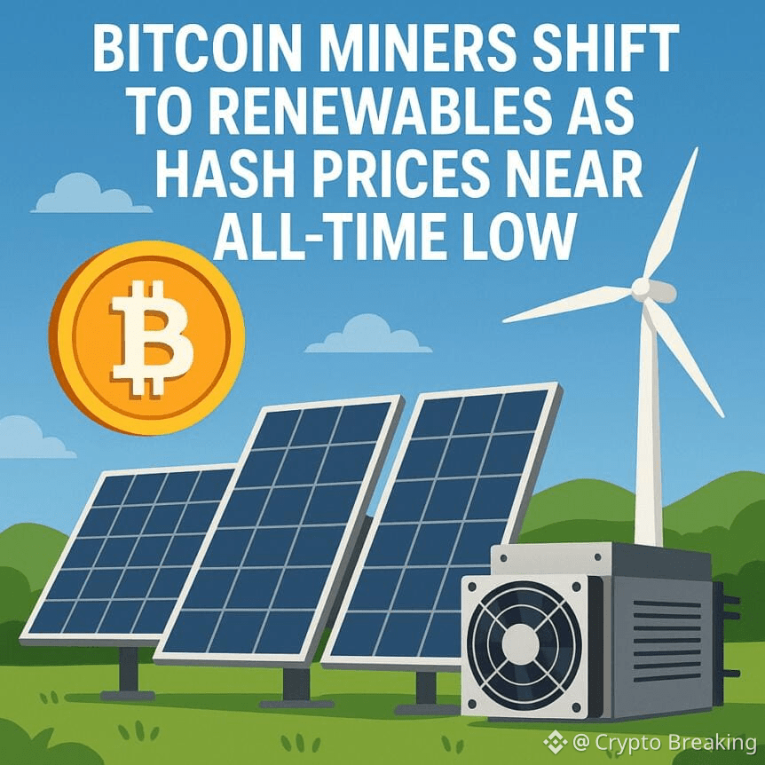 Bitcoin Miners Shift To Renewables As Hash Prices Near All-Time Low