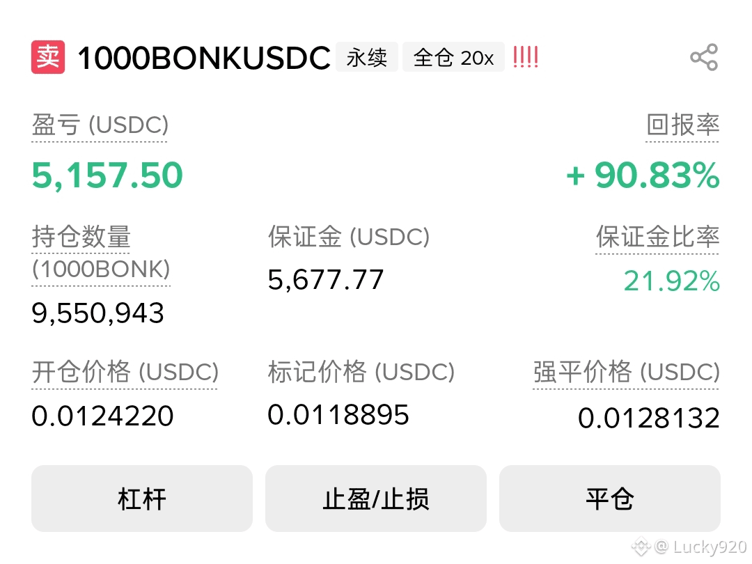 网贷套了10000U空进来，如果翻十倍赚30万，姐就可以上岸了，以后不玩币了$1000BONK | Lucky920 on Binance Square