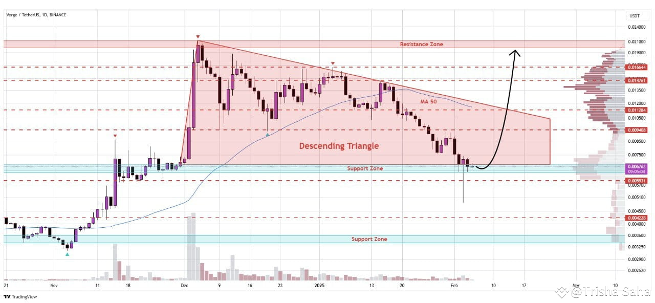 $XVG #Xvg Verge is consolidating within a descending trian | Trisha ...