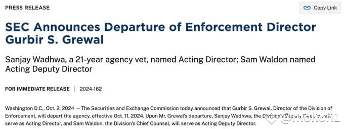 JUST IN: 🇺🇸 SEC Director of Enforcement Gurbir Grewal is s | mohon1 on ...