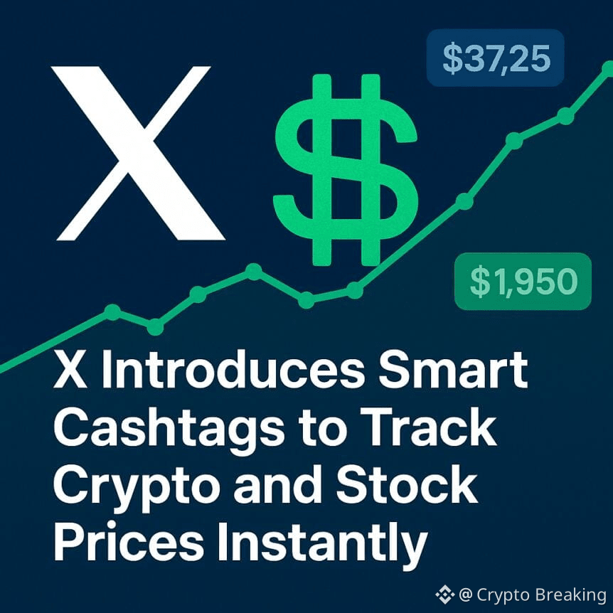 X Introduces Smart Cashtags To Track Crypto And Stock Prices Instantly