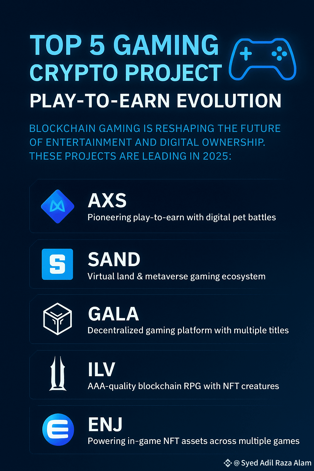 🚀 Top 5 Gaming Crypto Projects in 2025 | Play-to-Earn | Syed Amaan Alam on  Binance Square