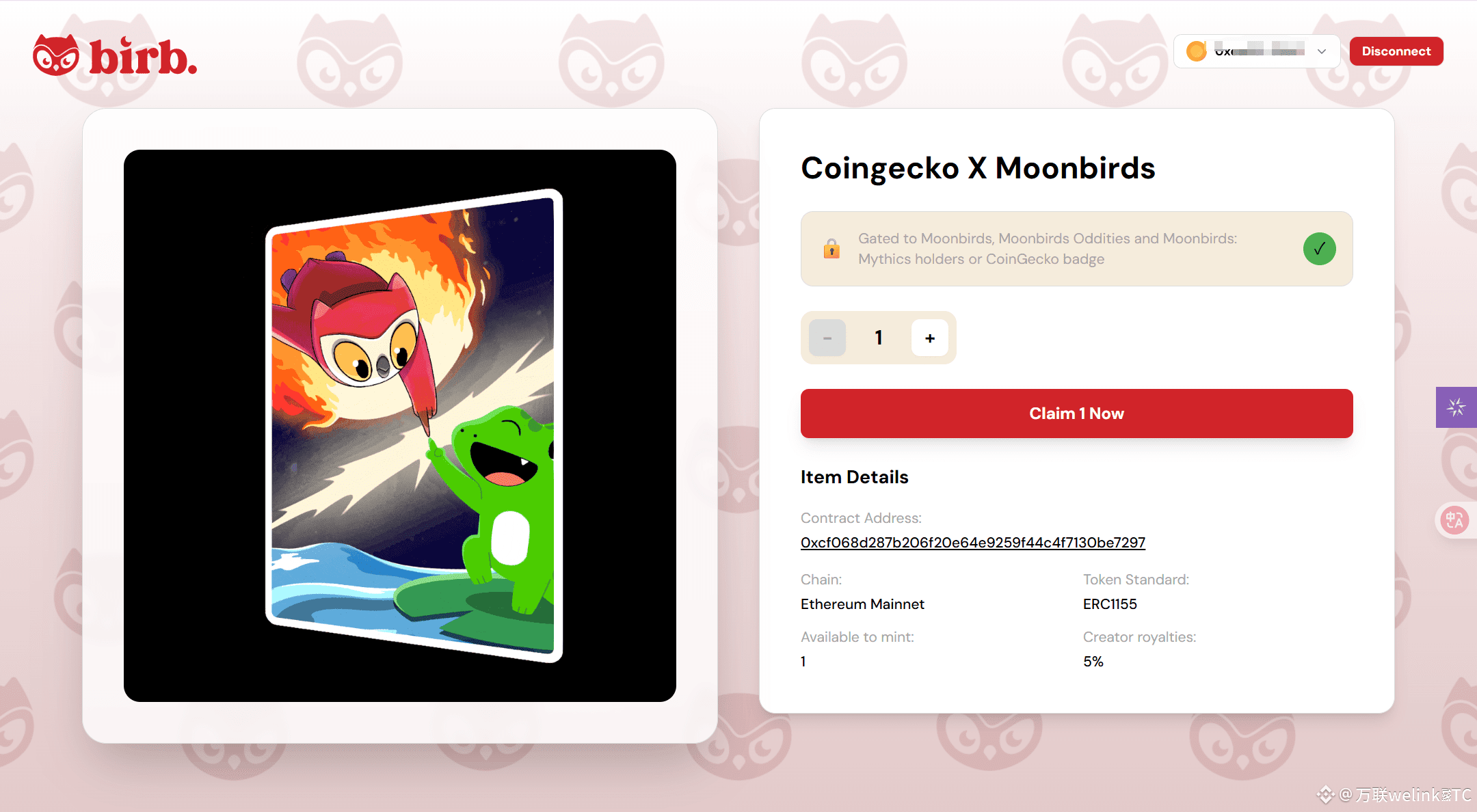 Brothers Claim a one-month bird @moonbirds SBT NFT badge A | 万联welinkBTC on  Binance Square