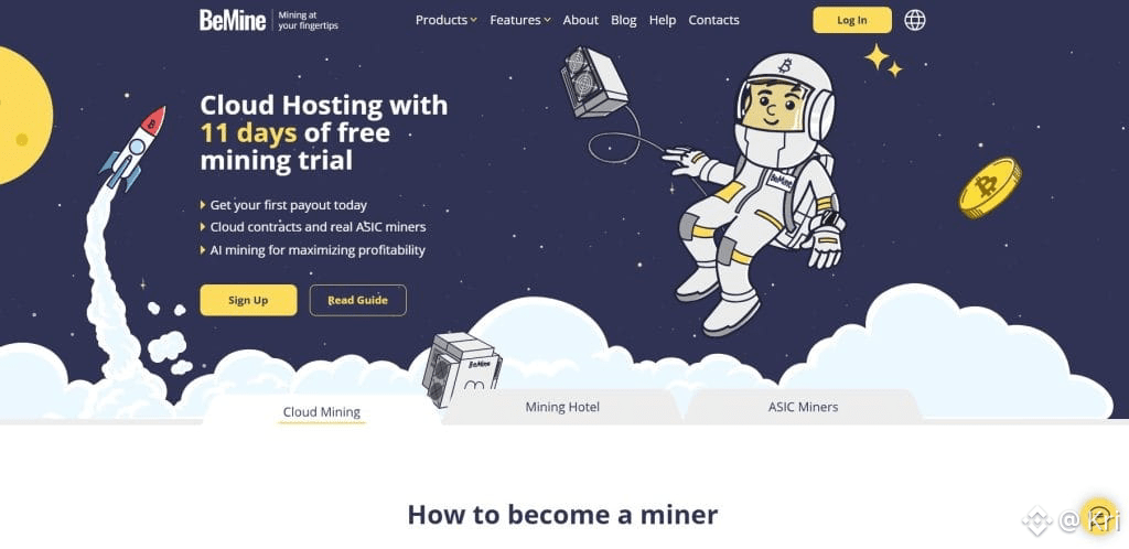 Astronaut promoting cloud mining services