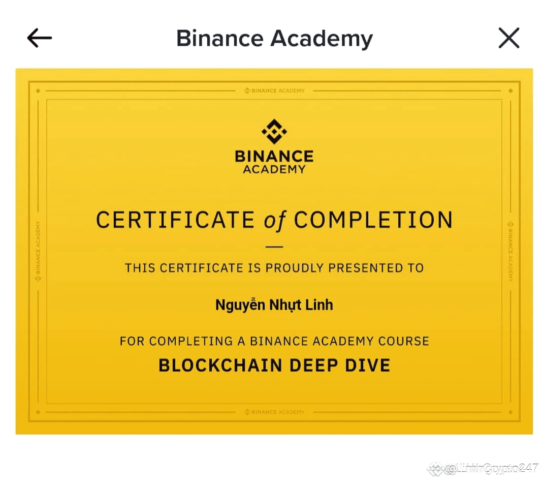 🎉 Just completed the Blockchain Deep Dive Certificate from | LinhCrypto247  on Binance Square